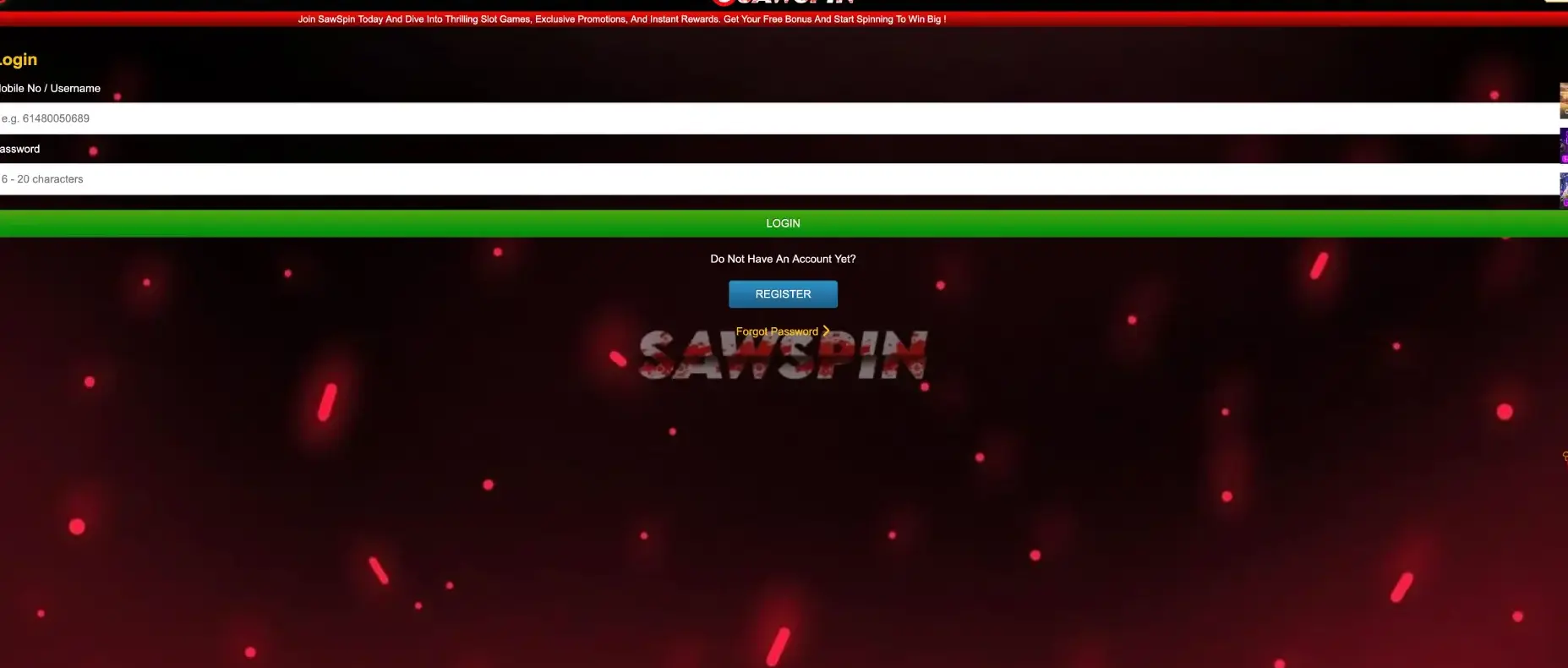Sawspin Login